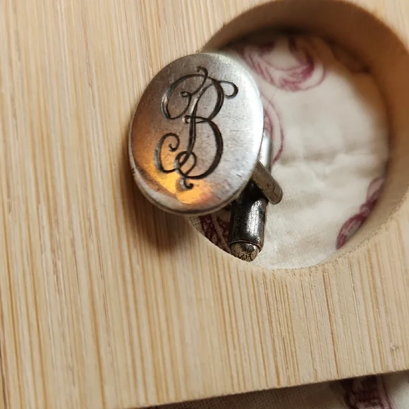 Cufflinks Monogrammed  "B" Sterling Silver Vintage - Picture 2 of 8